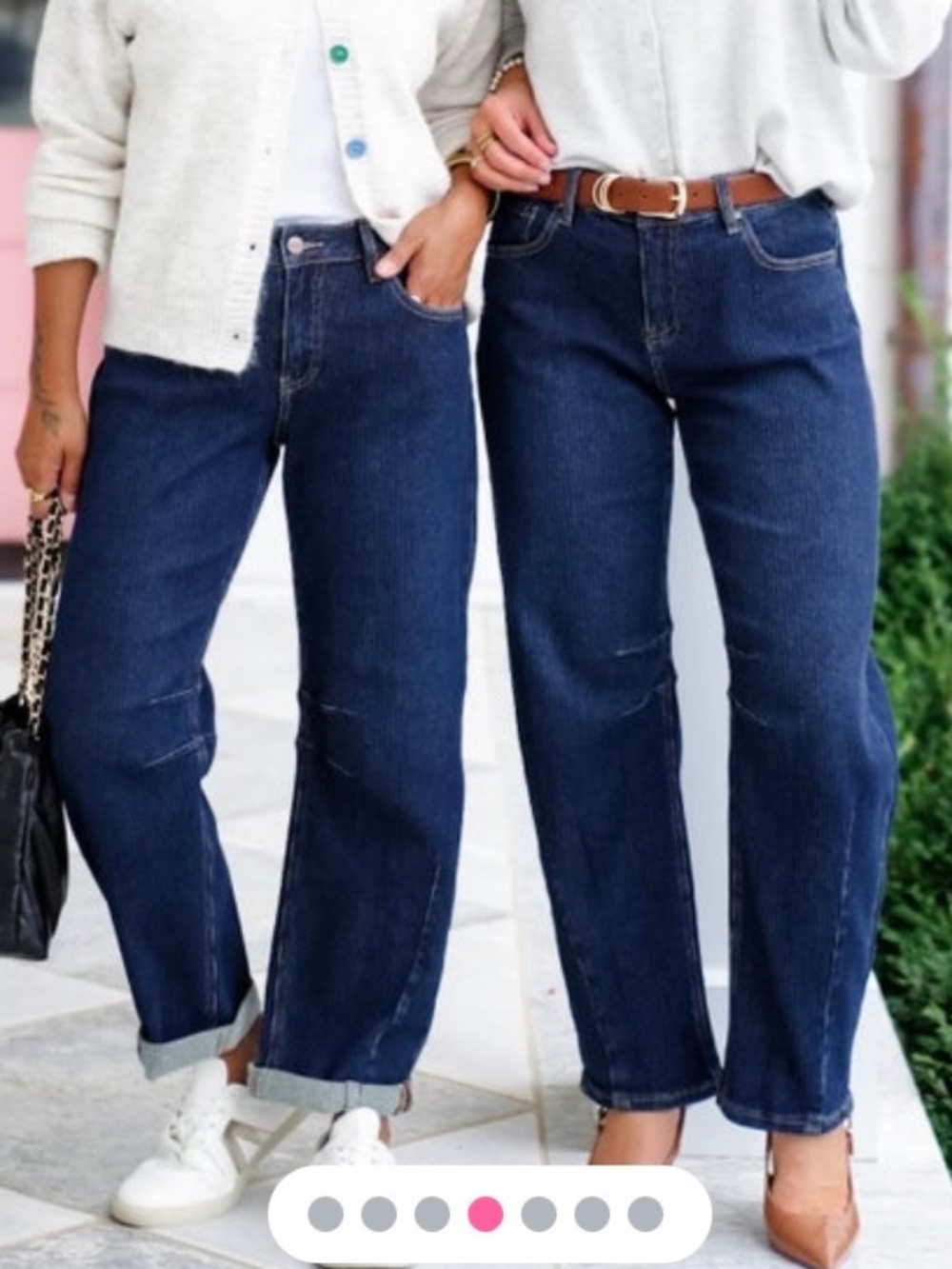 Risen High Rise Dark Wash Textured Barrel Jeans